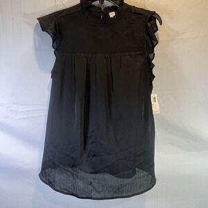 NWT Old Navy Woman's Size Medium Black Top‎ Boho Peasant  Ruffle Collar Lace